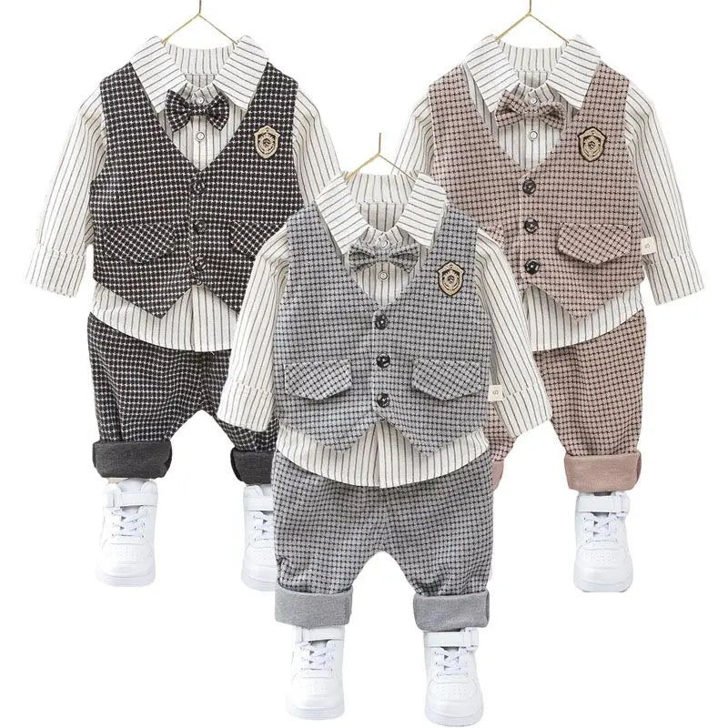 Conjunto Social Infantil de Cuadros con Chaleco para Niño
