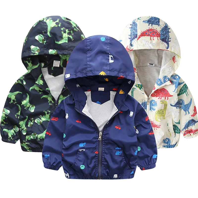 Chaqueta Infantil Ligera con Estampado de Dinosaurios para Niño