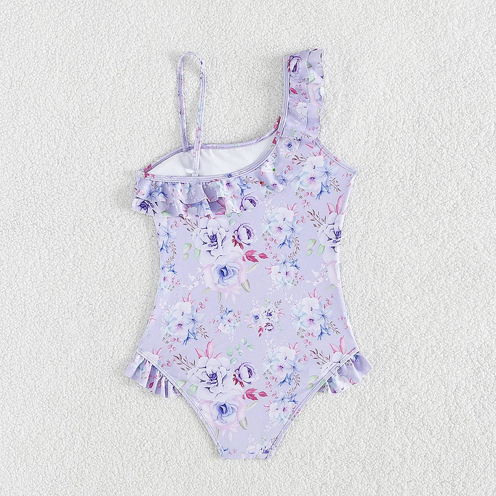 Traje de Baño Floral con Volantes para Niña