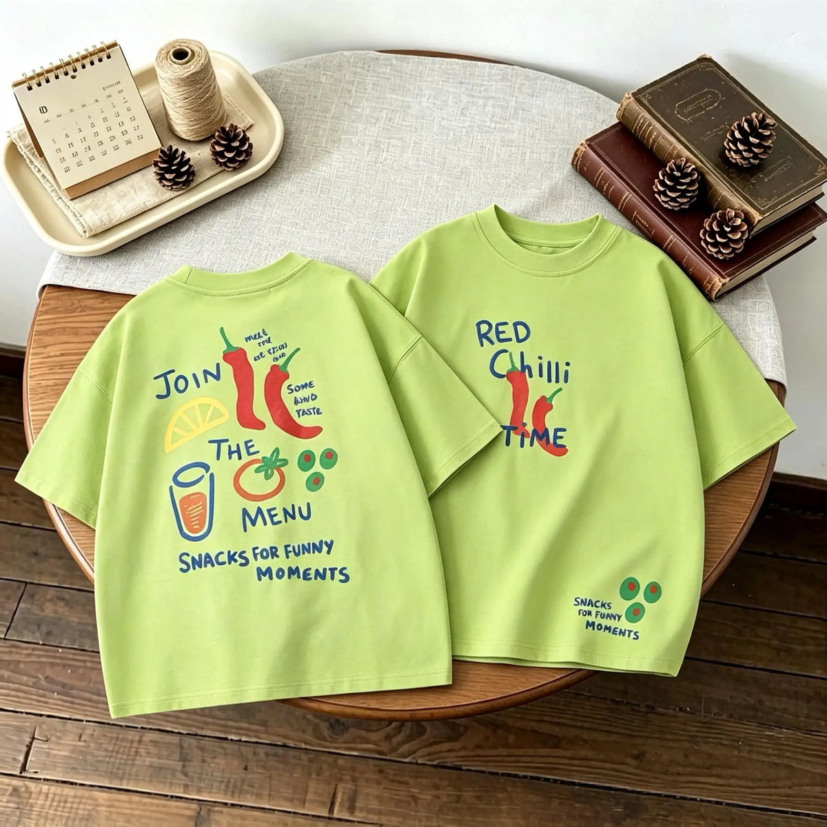 Camiseta de Manga Corta Infantil con Estampado Doble Cara