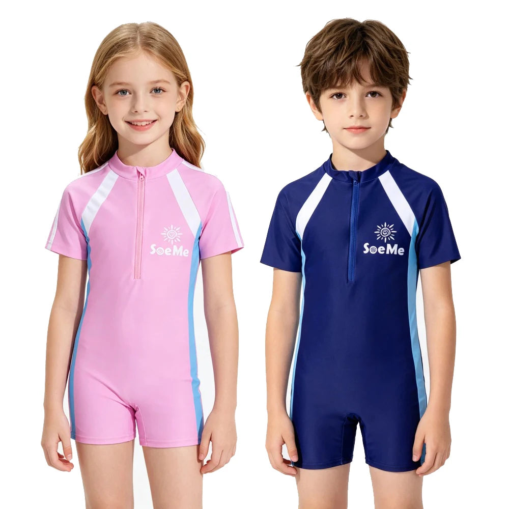 Kids' Swimsuit with Shark and Penguin Print