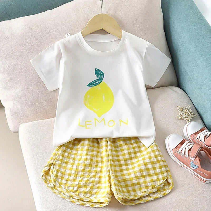 Kids' Summer Outfit with Fruit Print
