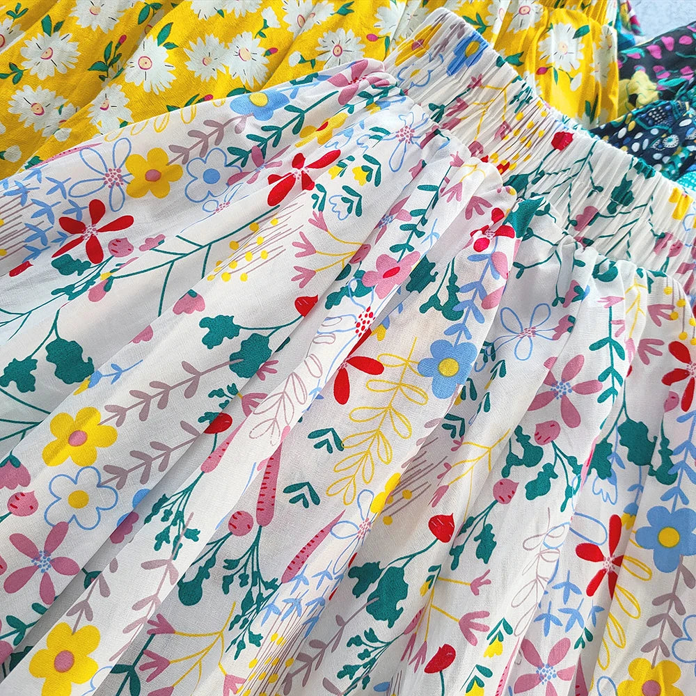 Falda Infantil de Algodón con Estampado Floral