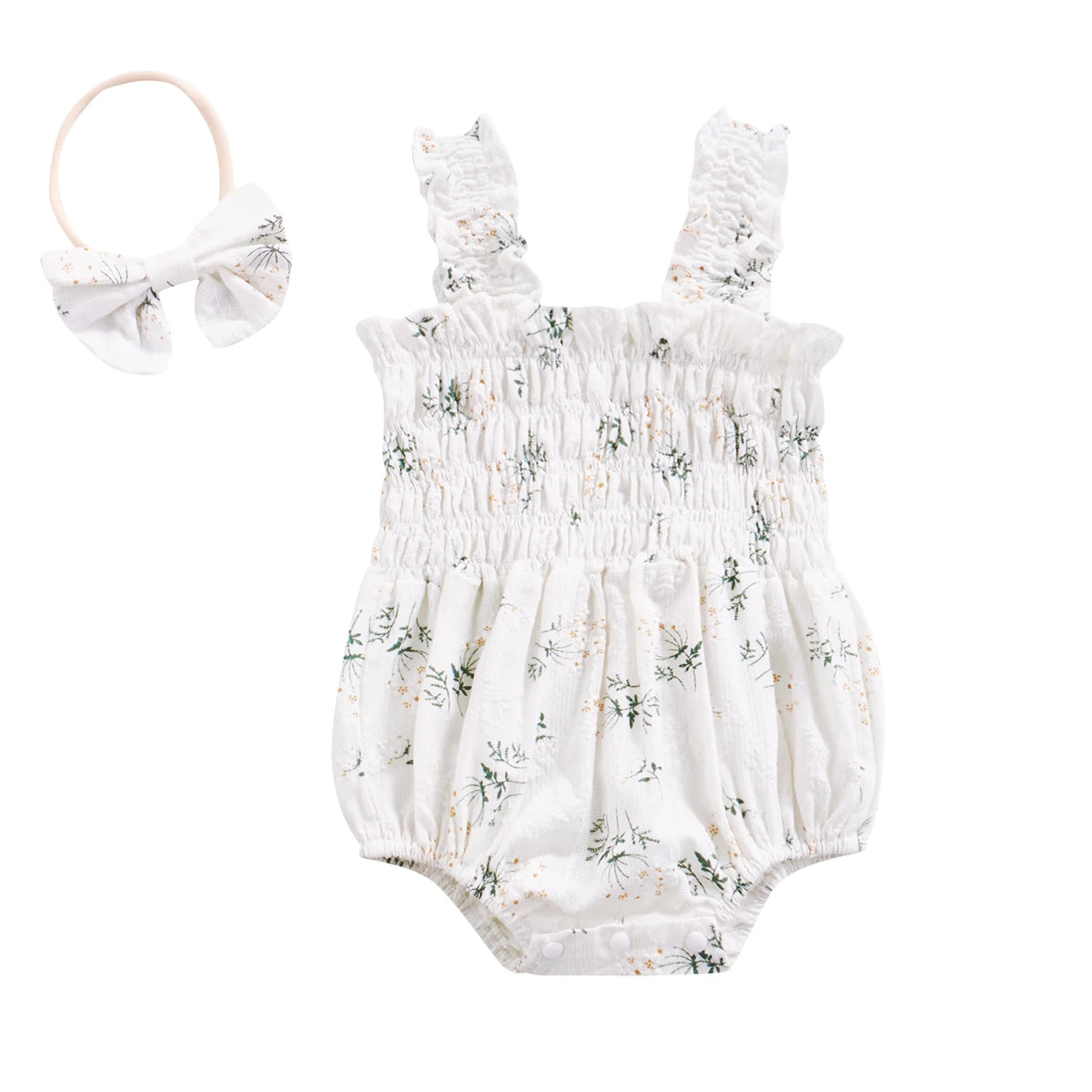 Conjunto de Verano para Bebé Niña con Body Floral y Diadema