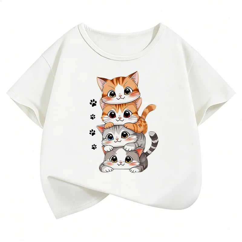 Camiseta Infantil con Estampado de Gatito