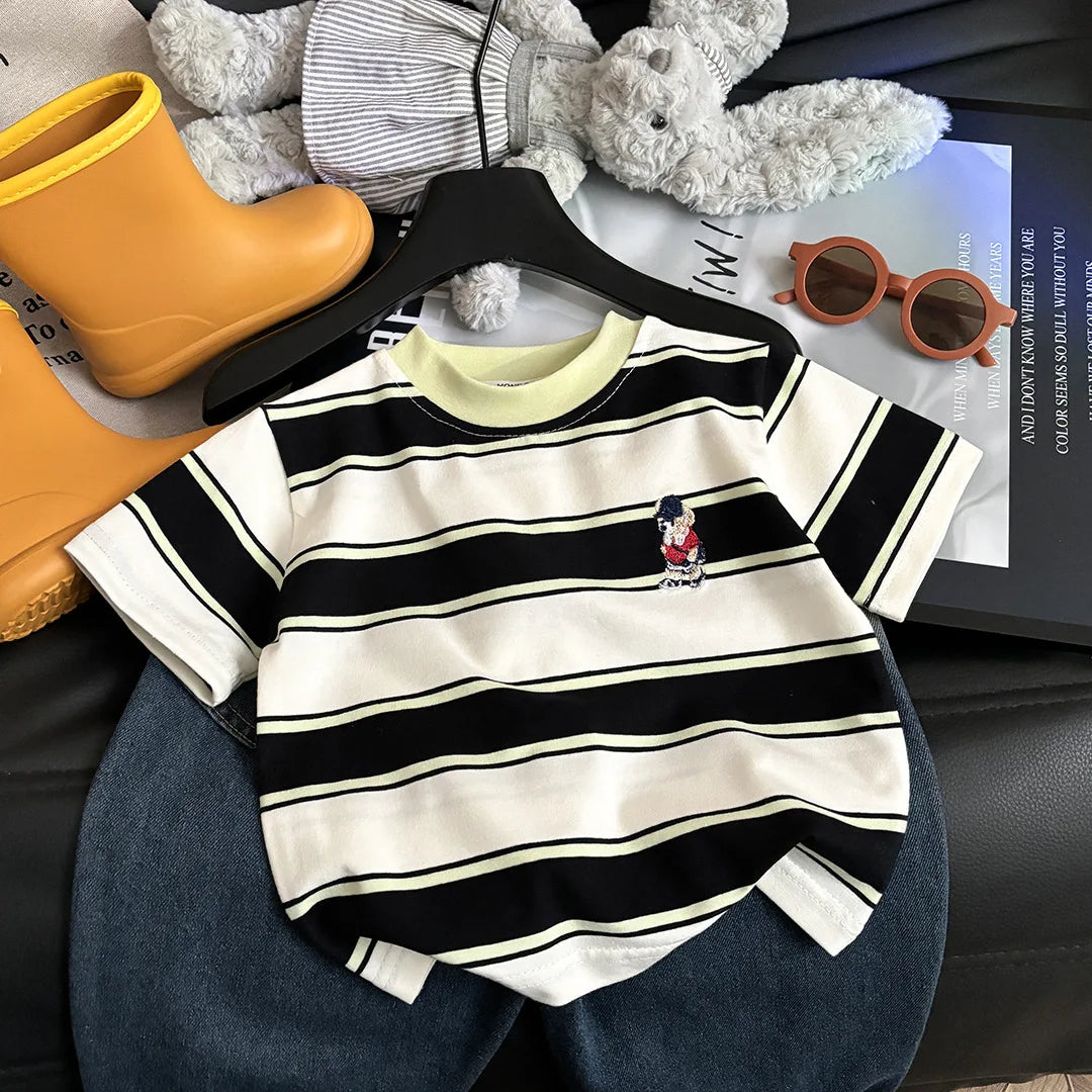 Camiseta Infantil de Manga Corta a Rayas