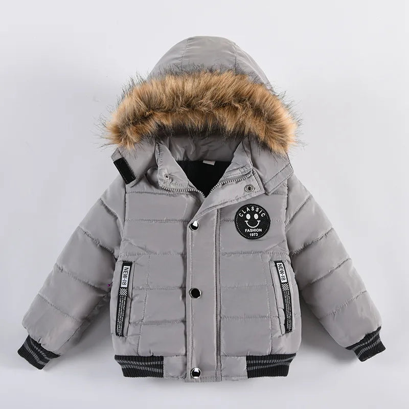 Chaqueta Infantil de Invierno con Capucha y Estampado para Niño