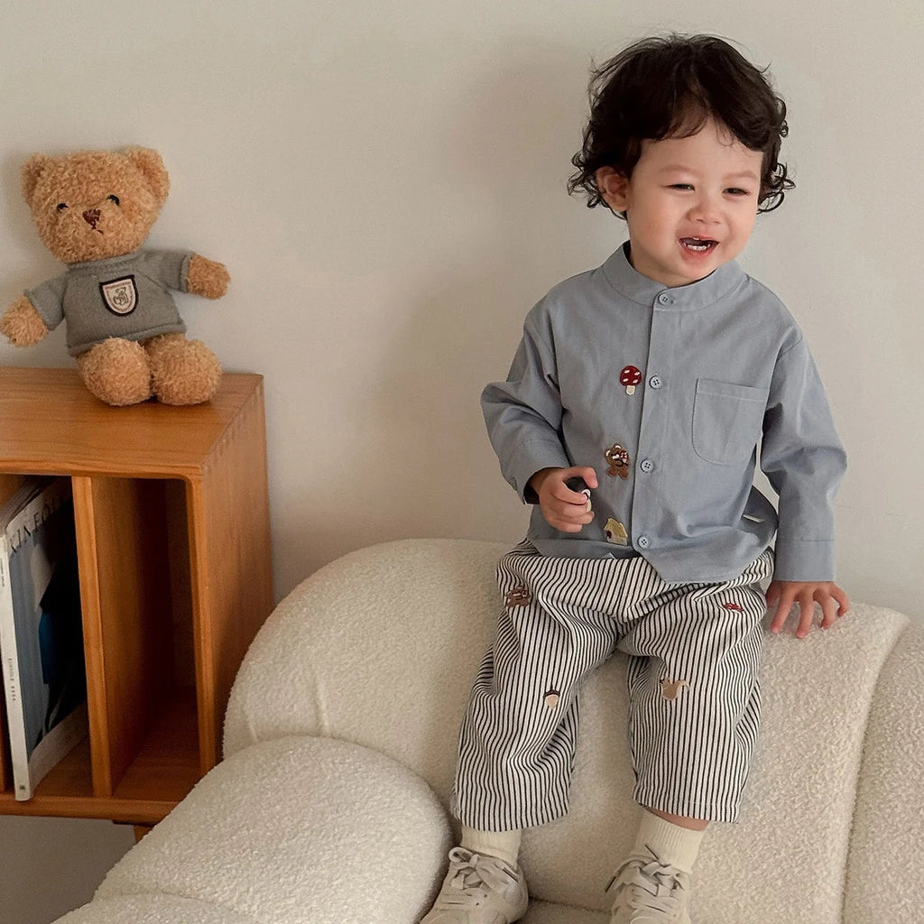 Pantalón Infantil Holgado con Bordado para Niño