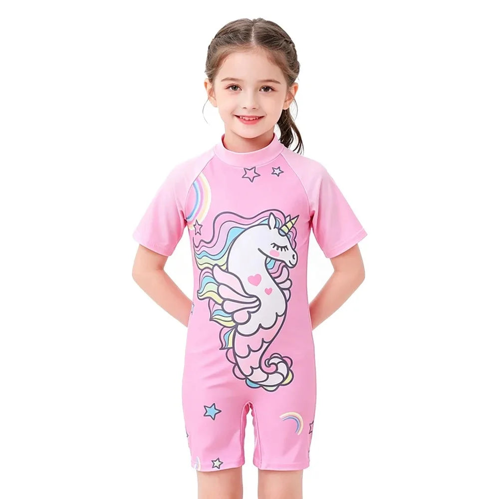 Traje de Baño Infantil con Estampado de Tiburón y Pingüino