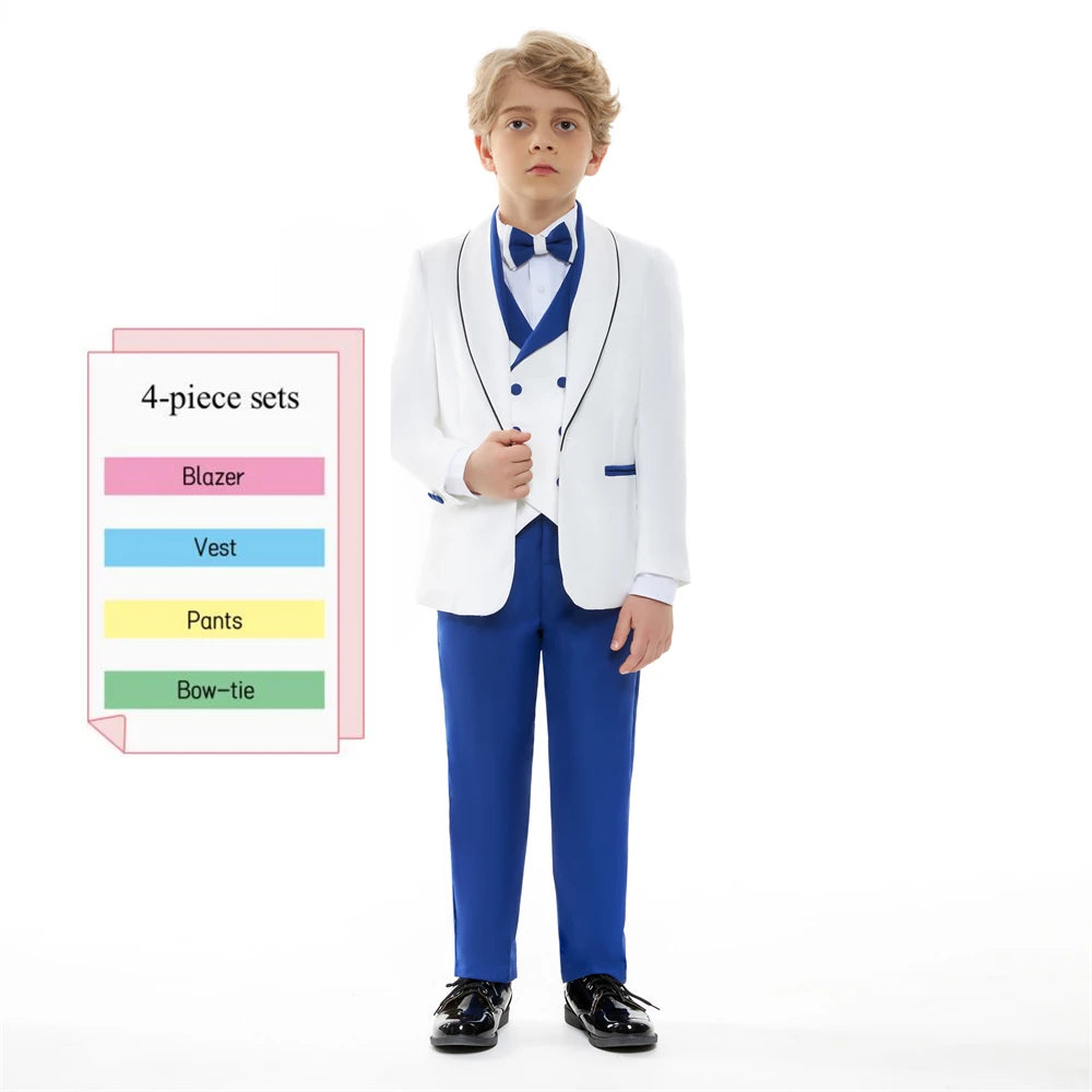 Traje Formal Infantil de Tres Piezas con Cuello de Terciopelo para Niño