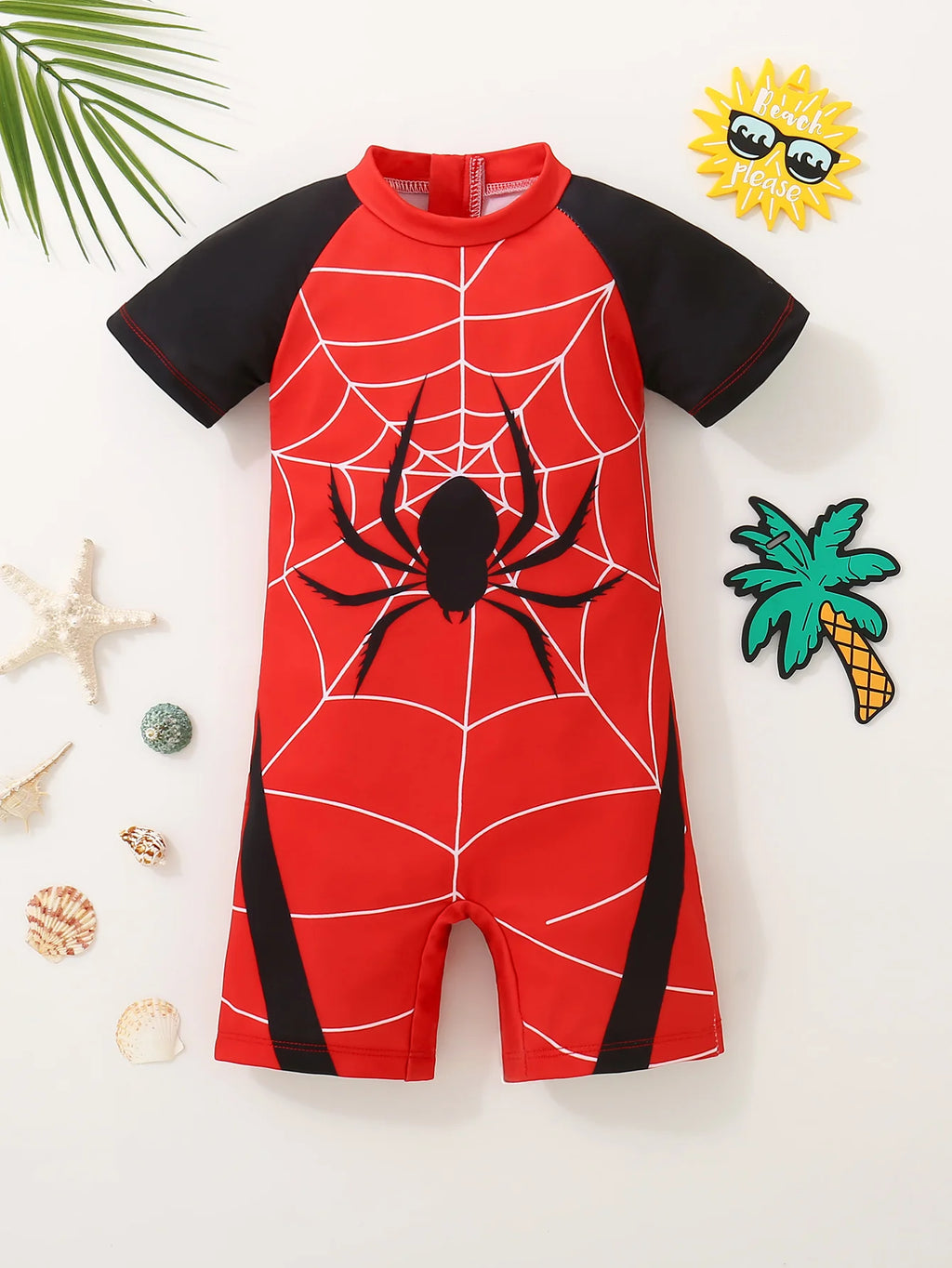 Traje de baño enterizo para niño con bloques de color