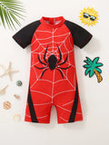 Traje de baño enterizo para niño con bloques de color