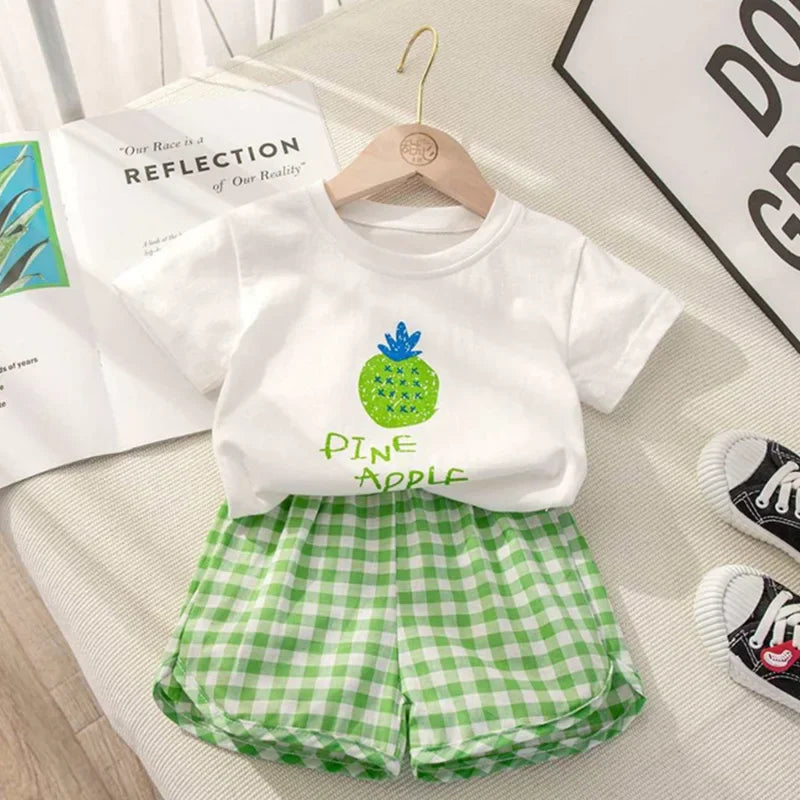 Kids' Summer Outfit with Fruit Print