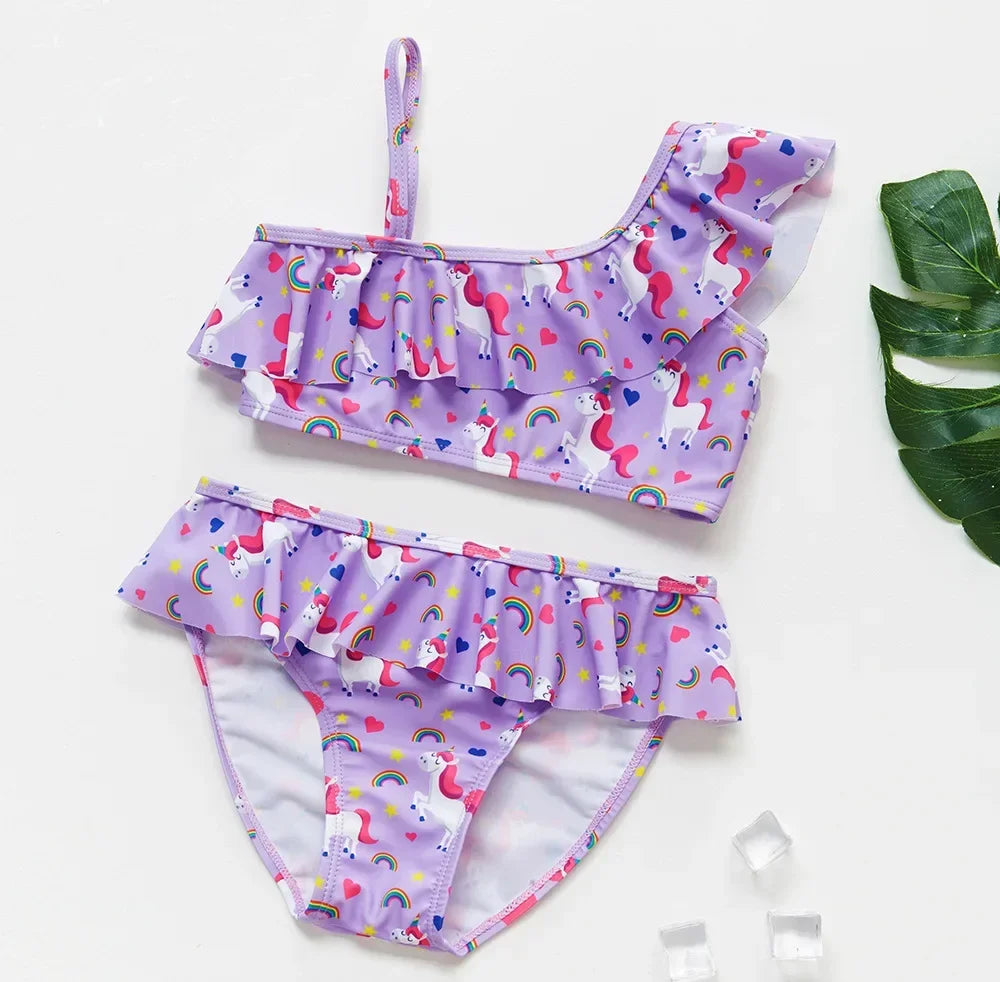 Conjunto de Baño de Dos Piezas para Niña con Estampado