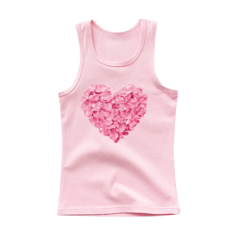 Camiseta de Algodón sin Mangas con Estampado de Búho para Niña
