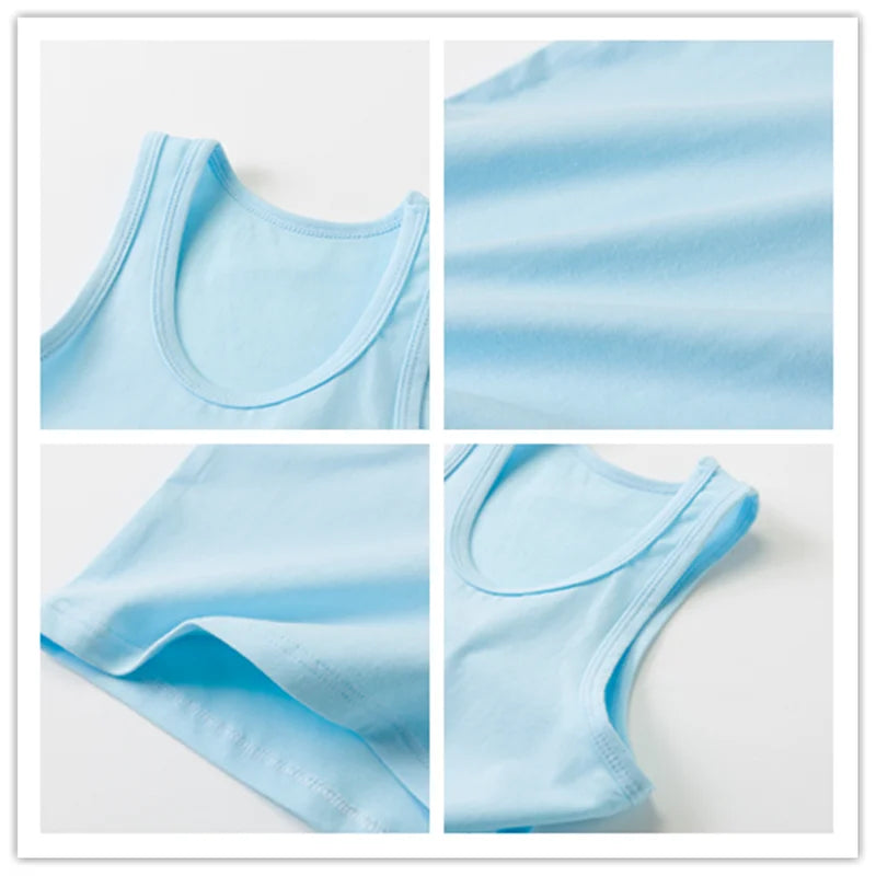 Camiseta de Algodón sin Mangas con Estampado de Búho para Niña
