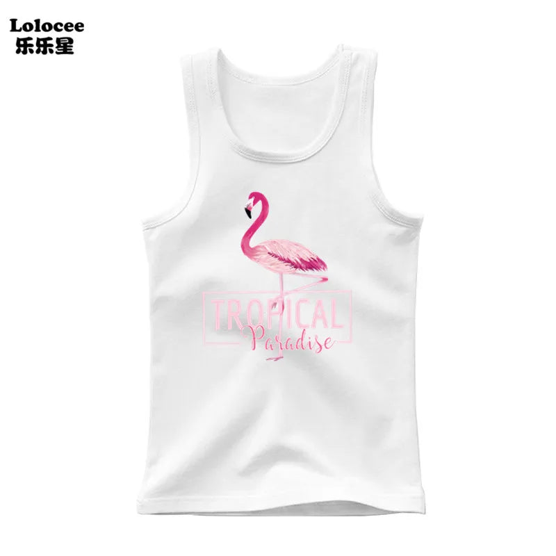 Camiseta de Algodón sin Mangas con Estampado de Búho para Niña