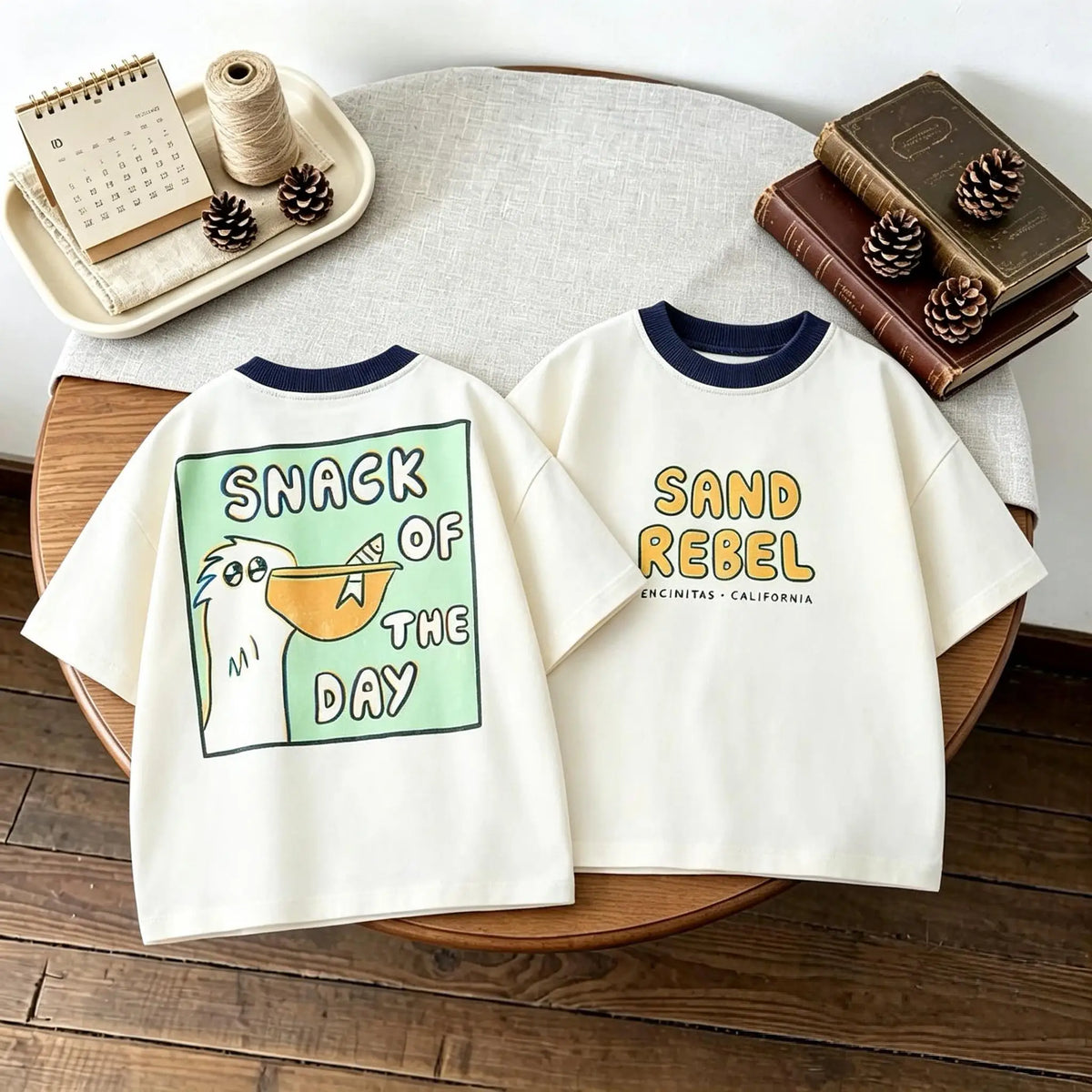 Camiseta de Manga Corta Infantil con Estampado Doble Cara