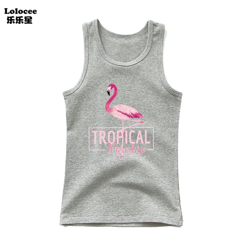 Camiseta de Algodón sin Mangas con Estampado de Búho para Niña