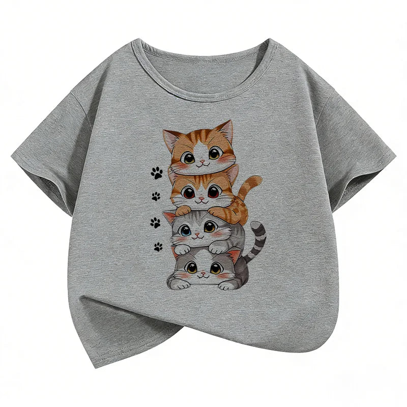 Camiseta Infantil con Estampado de Gatito