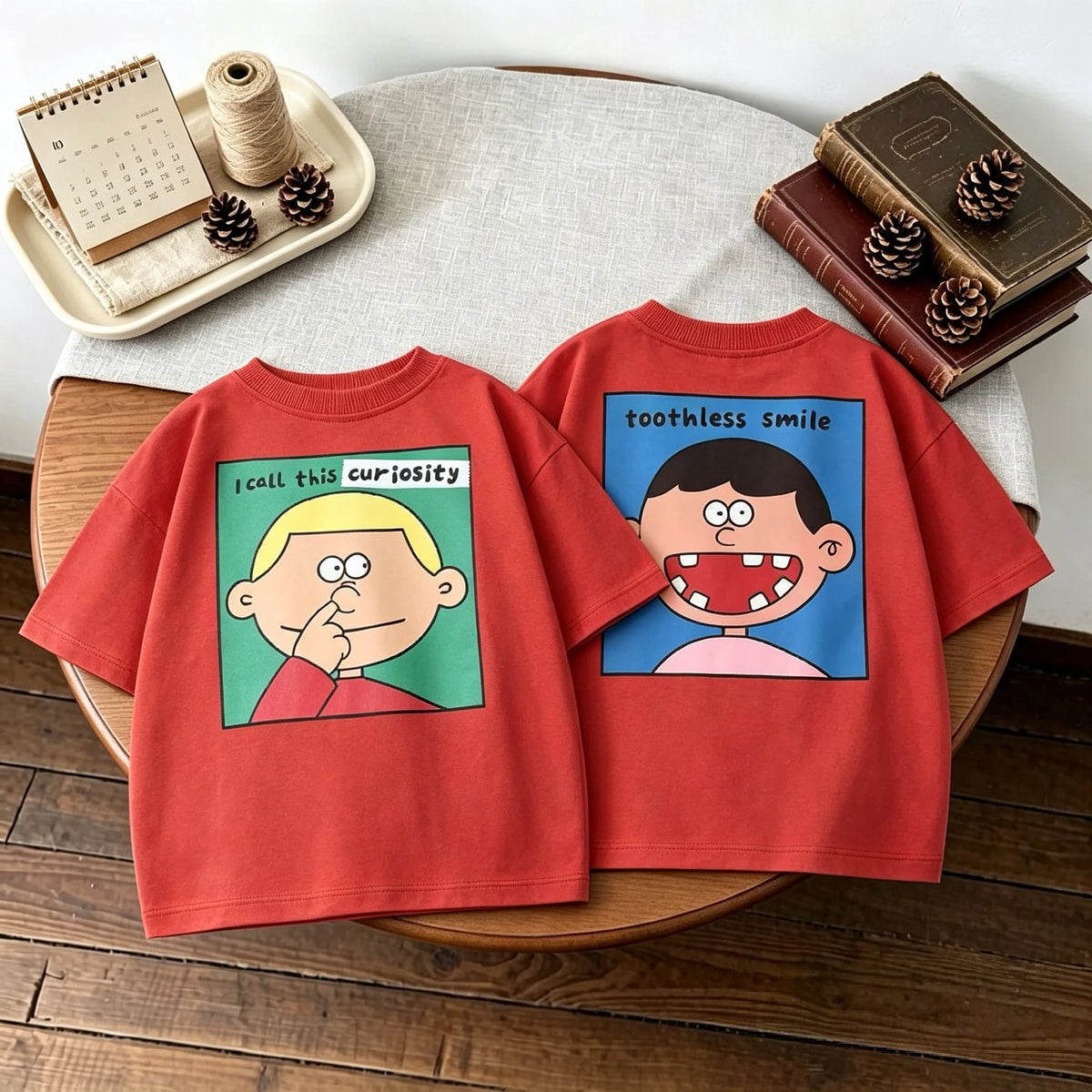 Camiseta de Manga Corta Infantil con Estampado Doble Cara