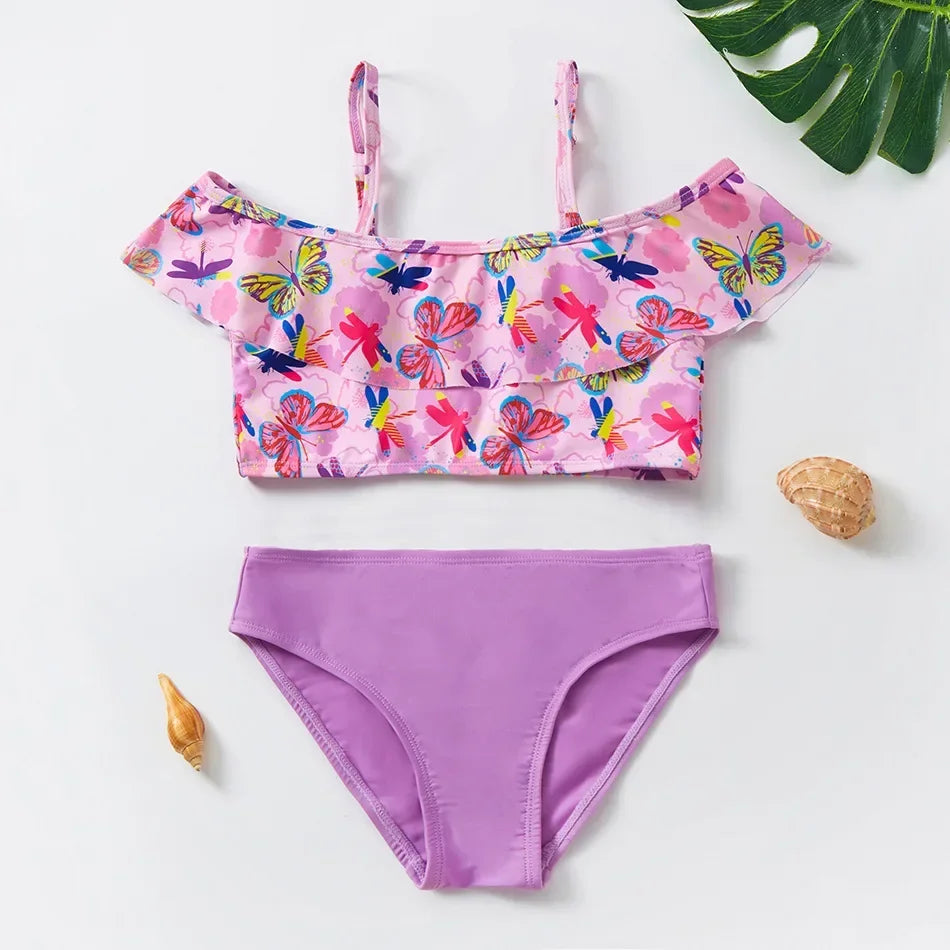 Conjunto de Baño de Dos Piezas para Niña con Estampado