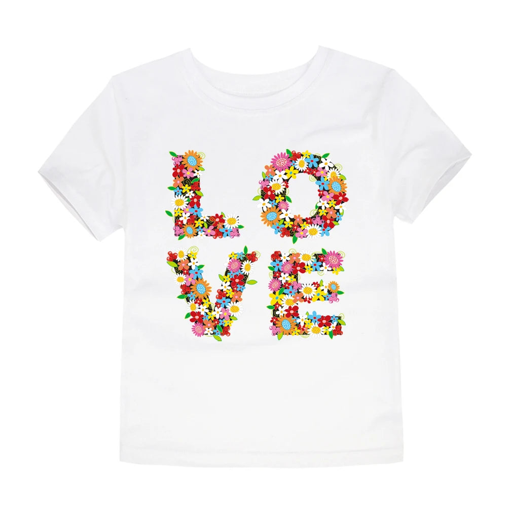 Camiseta de Algodón con Estampado Floral para Niña