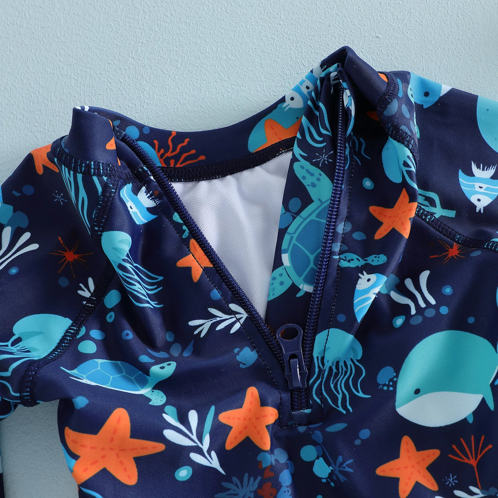 Maillot de bain à manches longues avec bonnet pour bébé garçon