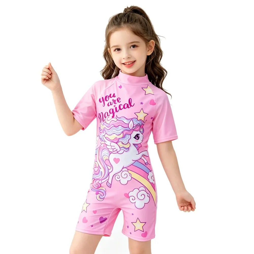 Traje de Baño Infantil con Estampado de Tiburón y Pingüino