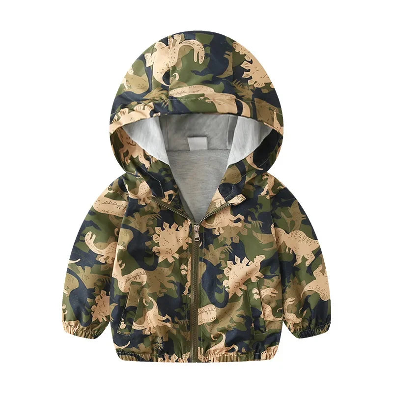 Chaqueta Infantil Ligera con Estampado de Dinosaurios para Niño