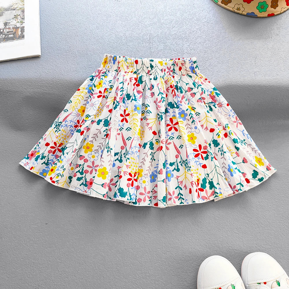 Falda Infantil de Algodón con Estampado Floral