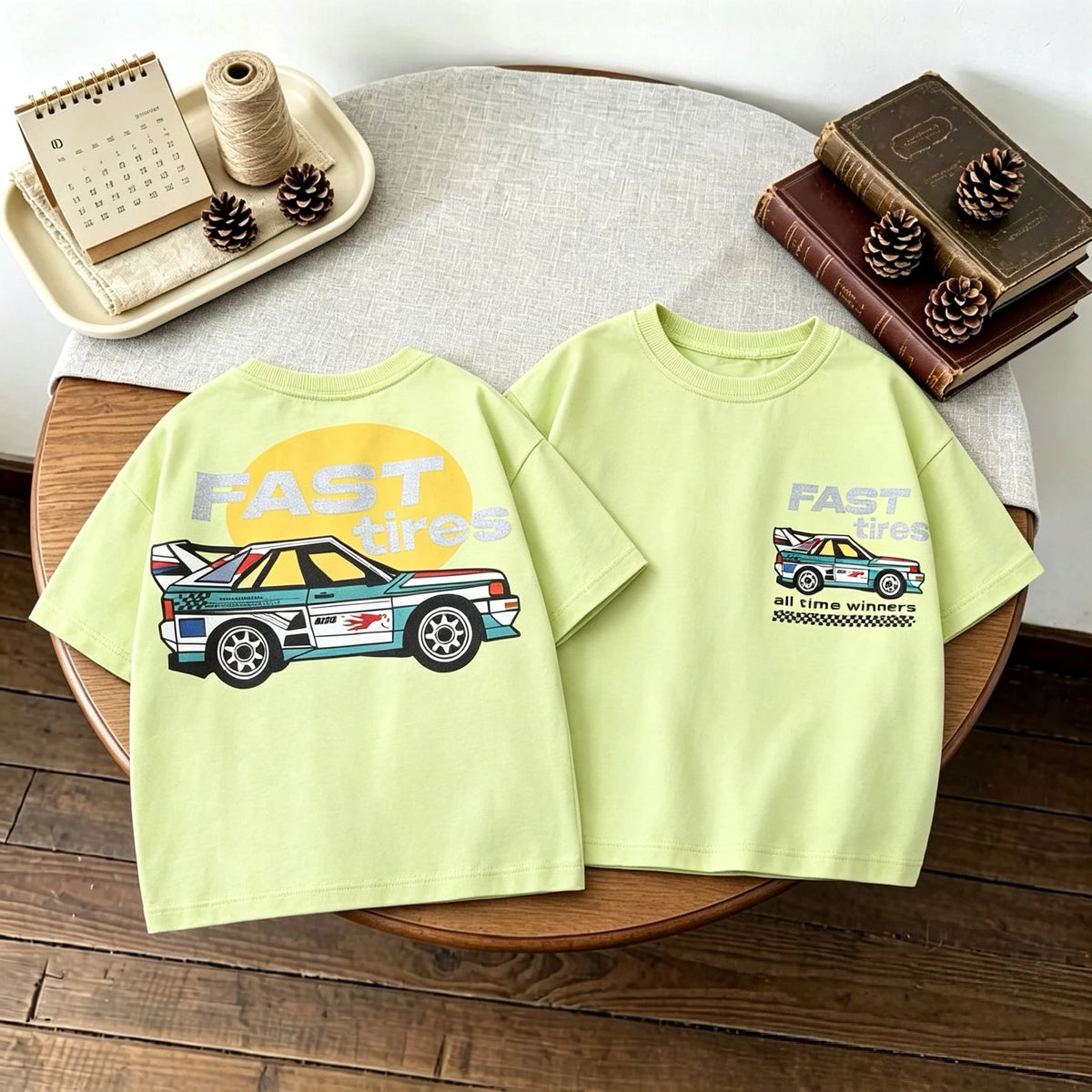 Camiseta de Manga Corta Infantil con Estampado Doble Cara