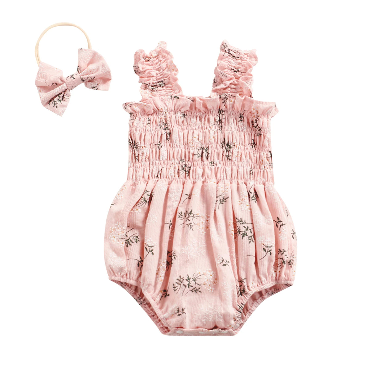 Conjunto de Verano para Bebé Niña con Body Floral y Diadema