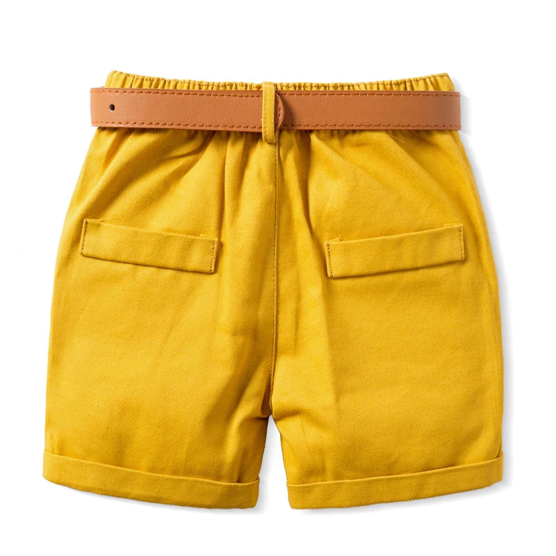 Short Infantil de Algodón con Cinturón para Niño