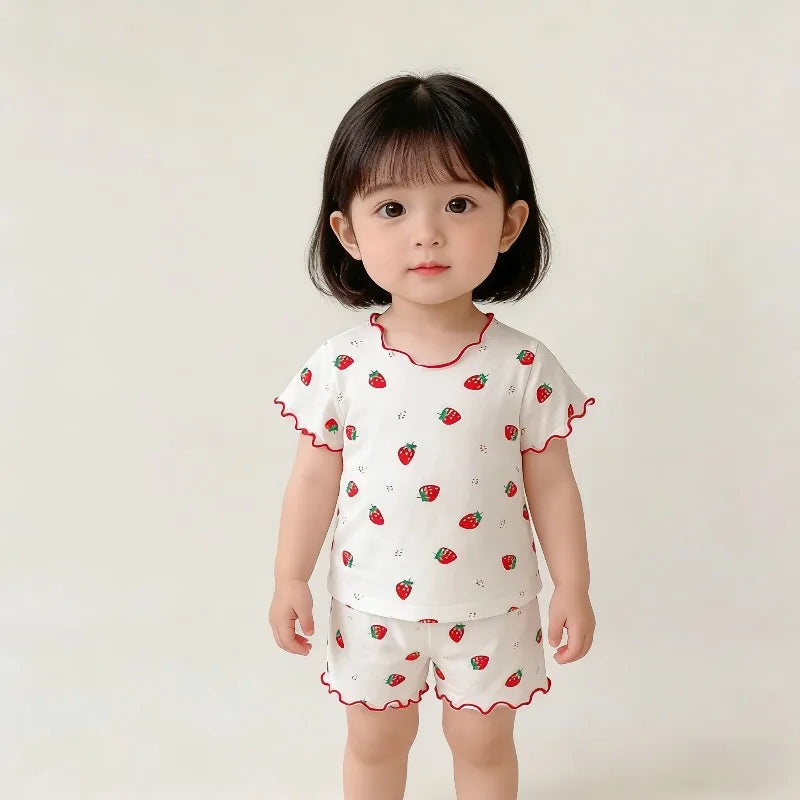 Girl's Strawberry Summer Pajamas