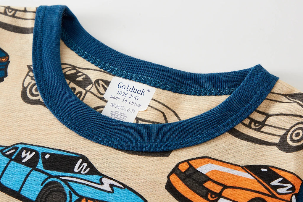 Pijama Infantil de Algodón con Estampado de Autos