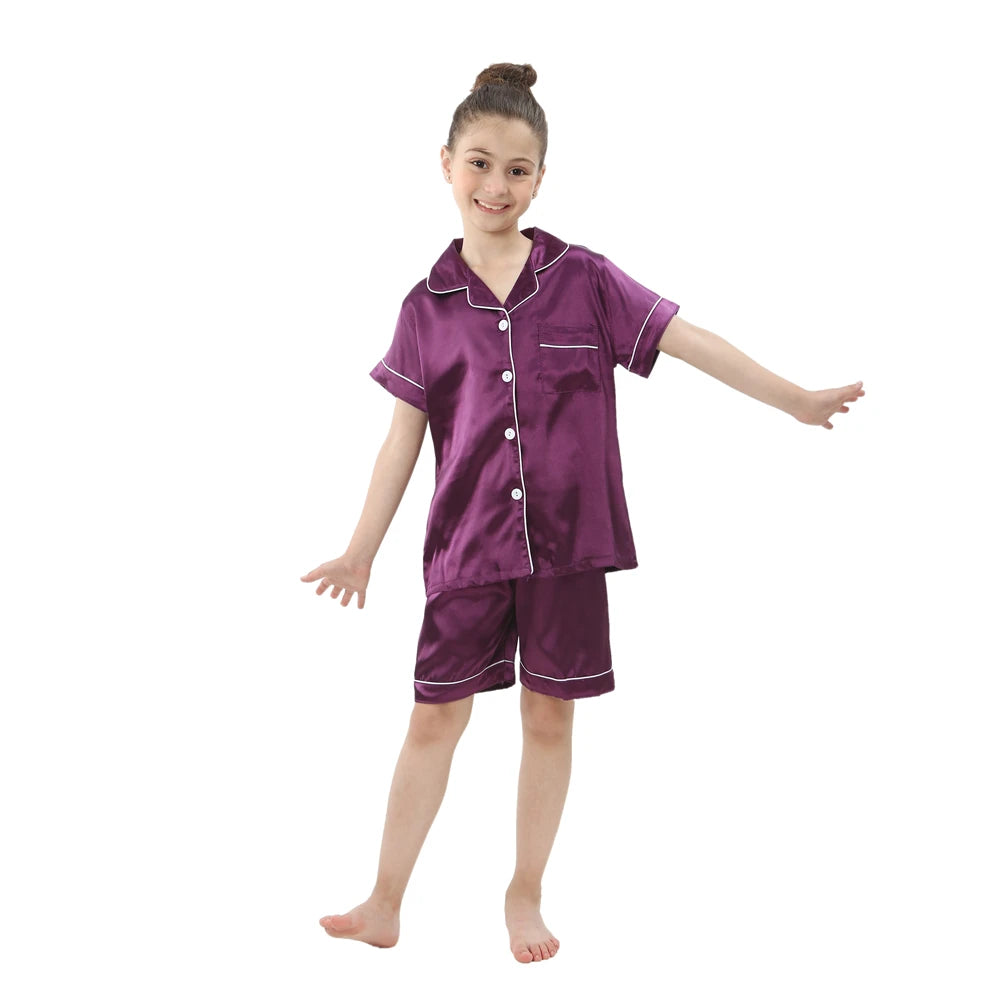 Pijama Infantil de Verano con Acabado Satinado