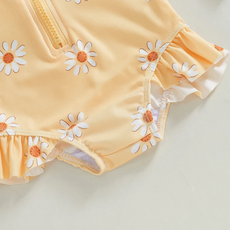 Maillot de bain à manches longues avec bonnet pour bébé fille