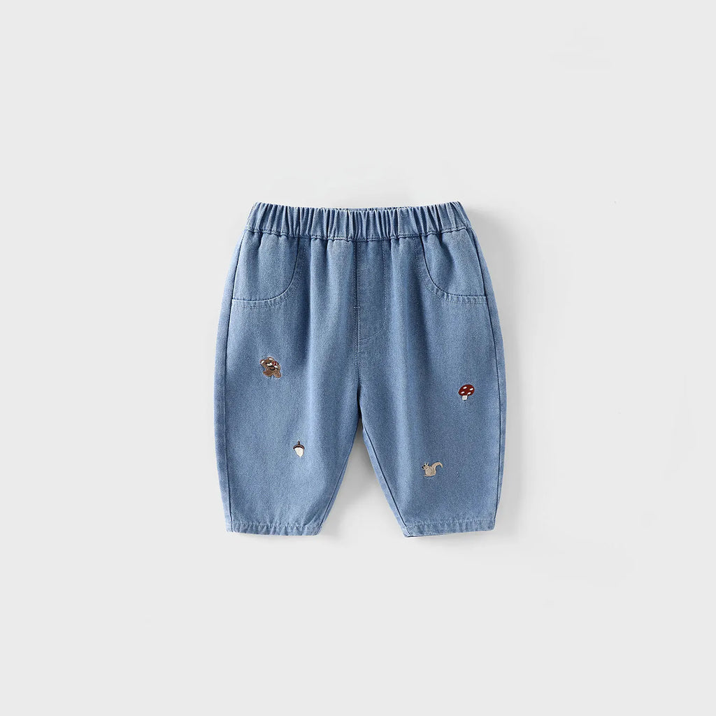 Pantalón Infantil Holgado con Bordado para Niño