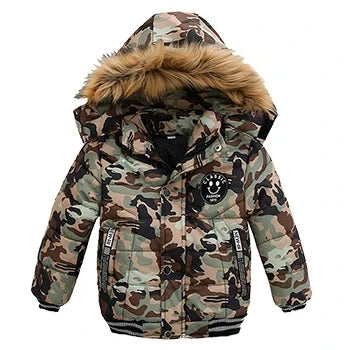 Chaqueta Infantil de Invierno con Capucha y Estampado para Niño
