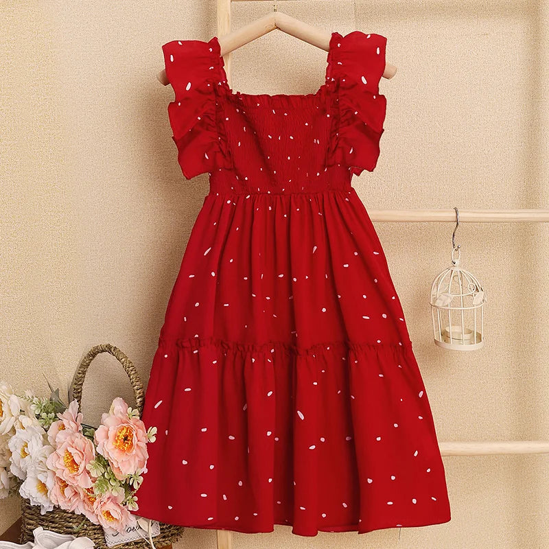 Girl's Polka Dot Lace Summer Dress