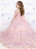 Vestido Largo de Princesa Infantil en Tul con Aplicaciones