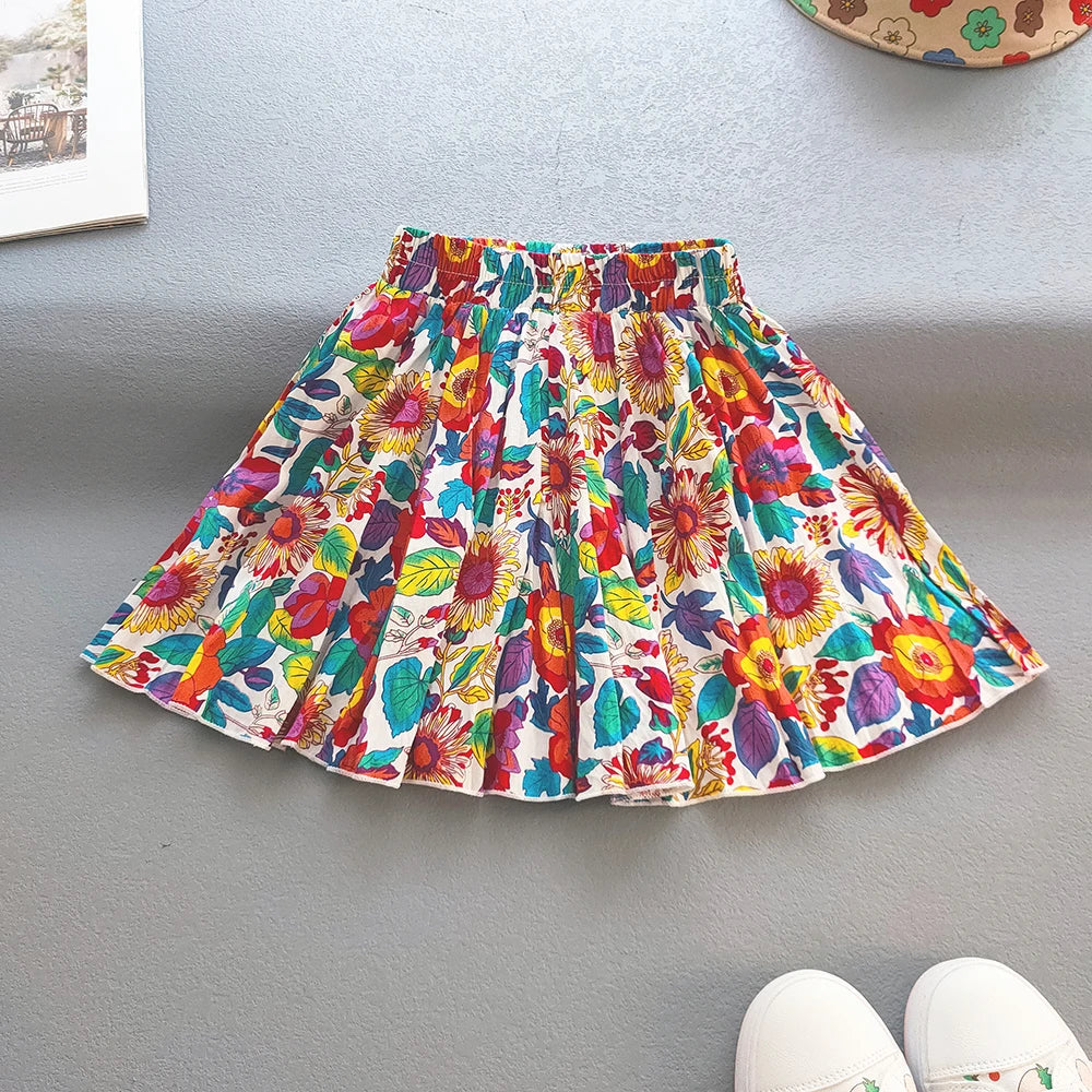 Falda Infantil de Algodón con Estampado Floral