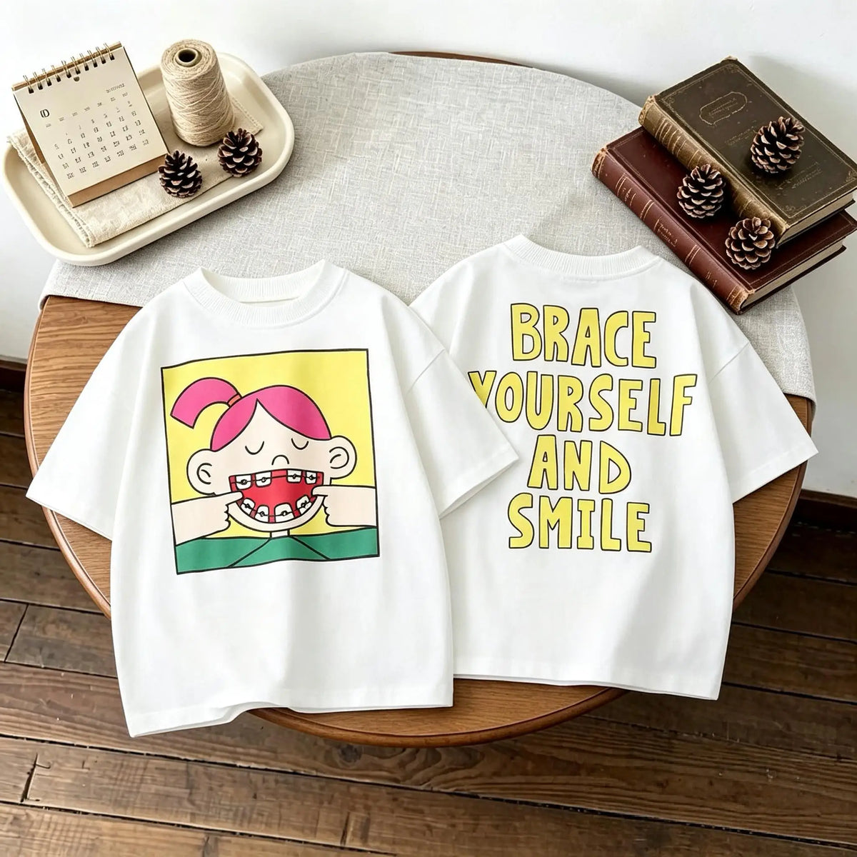 Camiseta de Manga Corta Infantil con Estampado Doble Cara