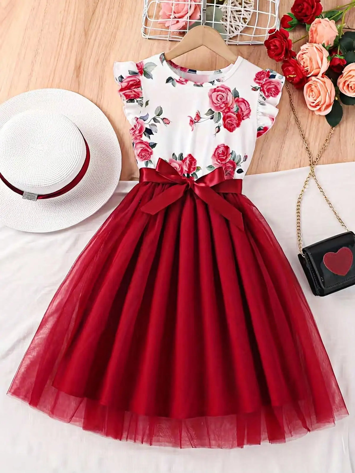 Girl's Short-Sleeved Floral Dress