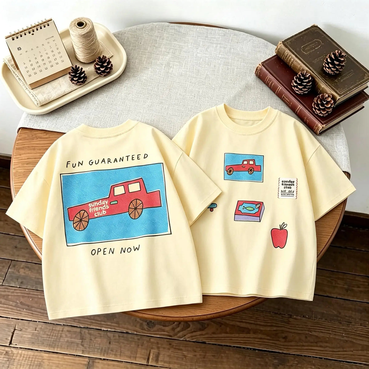 Camiseta de Manga Corta Infantil con Estampado Doble Cara