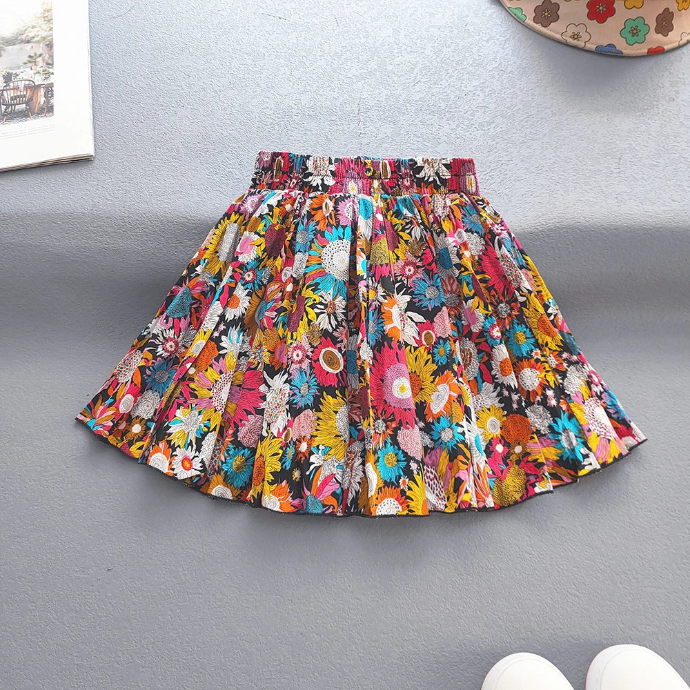 Falda Infantil de Algodón con Estampado Floral