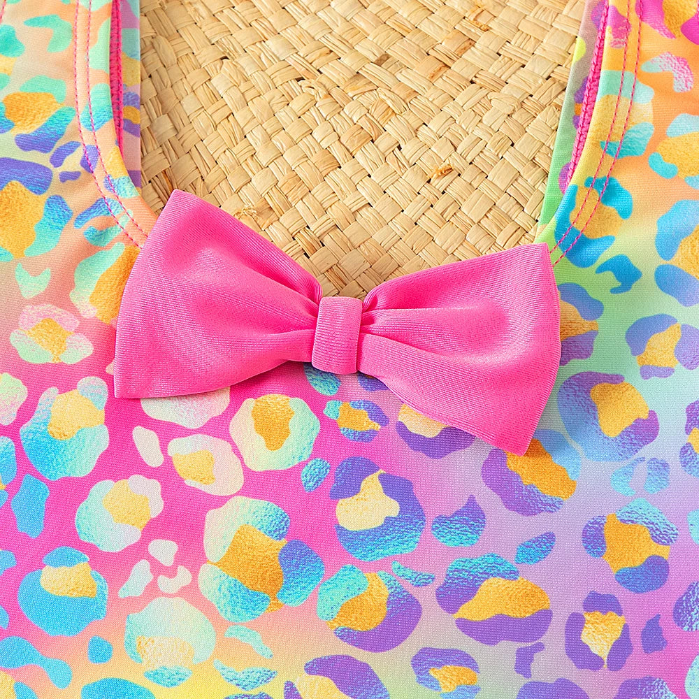 Traje de Baño Enterizo para Niña con Lazo y Volantes