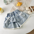 Jupe enfant en coton avec dentelle