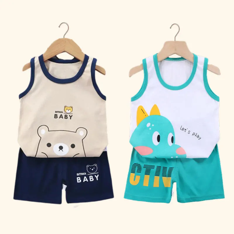 Conjunto de verano infantil sin mangas y shorts